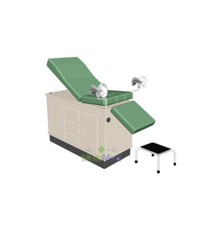 Mesa exp. Hamilton c/pierneras de aluminio y banqueta de altura